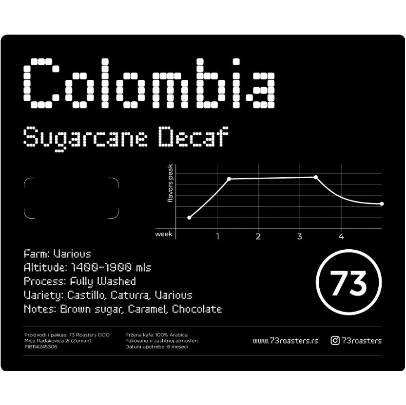 73 Roasters | Colombia Decaf Sugarcane specialty kafa - Brew Society
