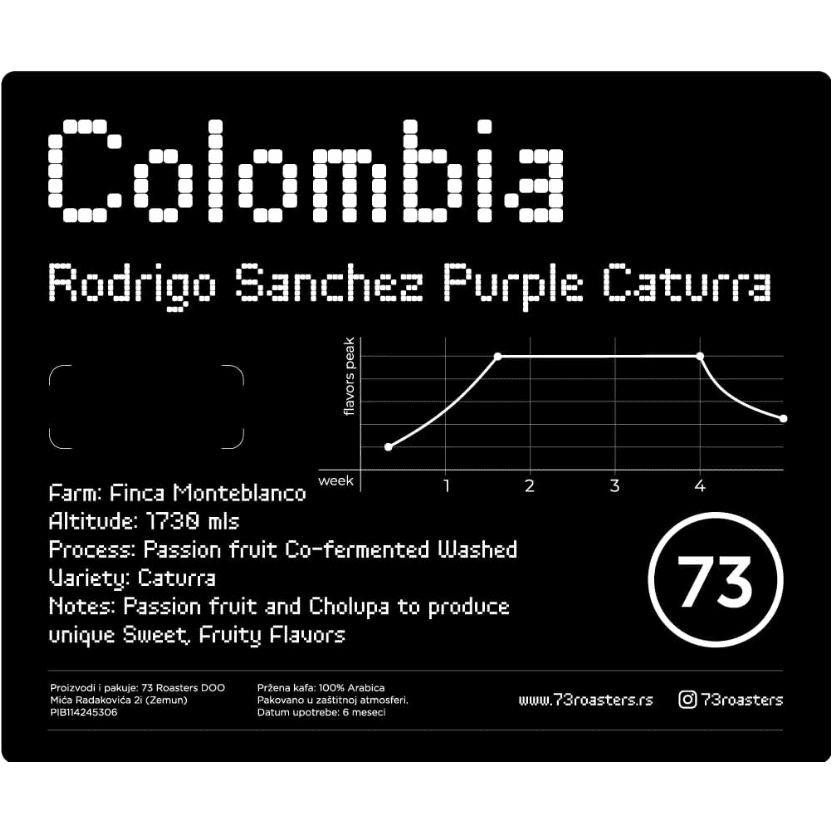 73 Roasters | Colombia Rodrigo Sanchez Purple Caturra specialty kafa - Brew Society