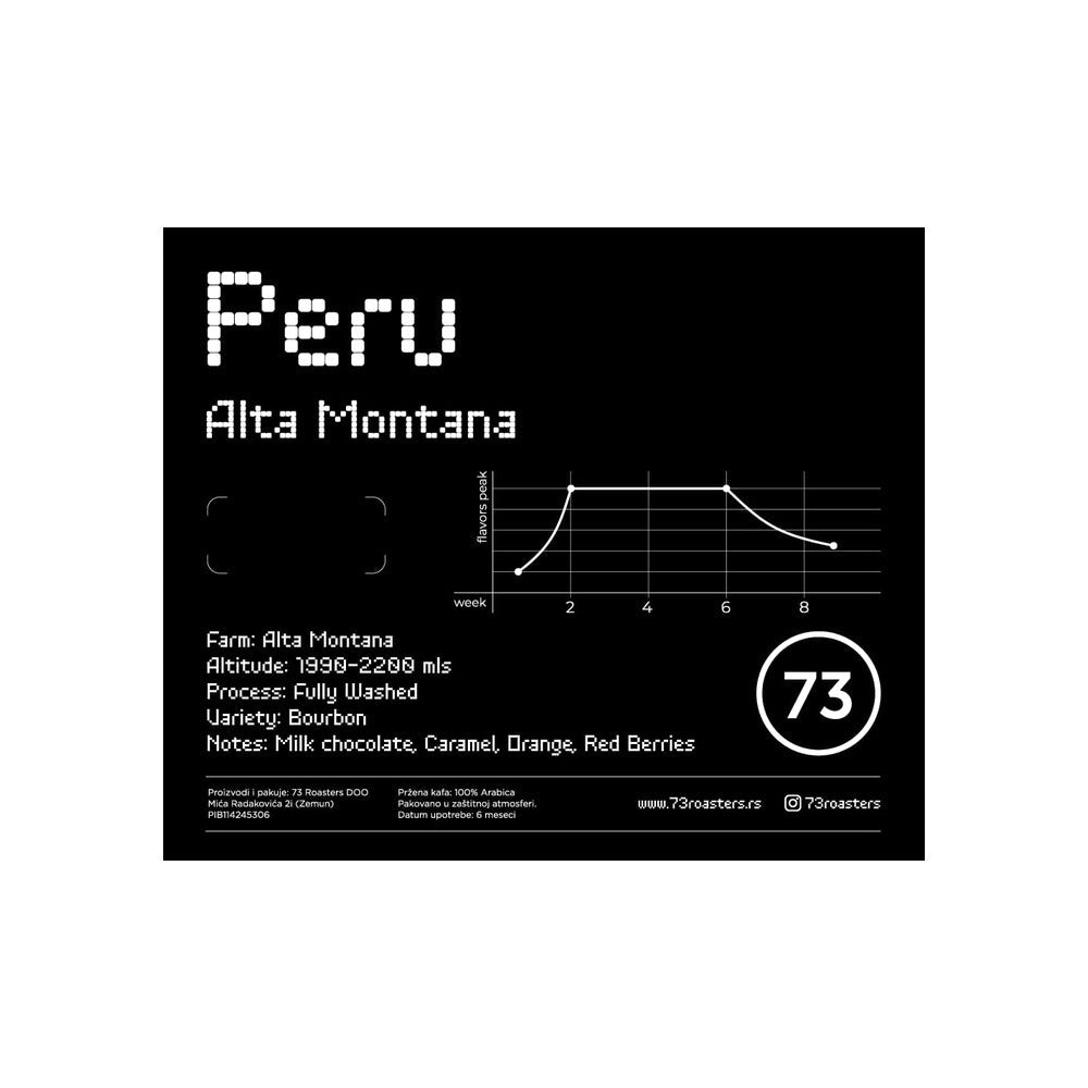 73 Roasters | Peru Alta Montana specialty kafa - Brew Society