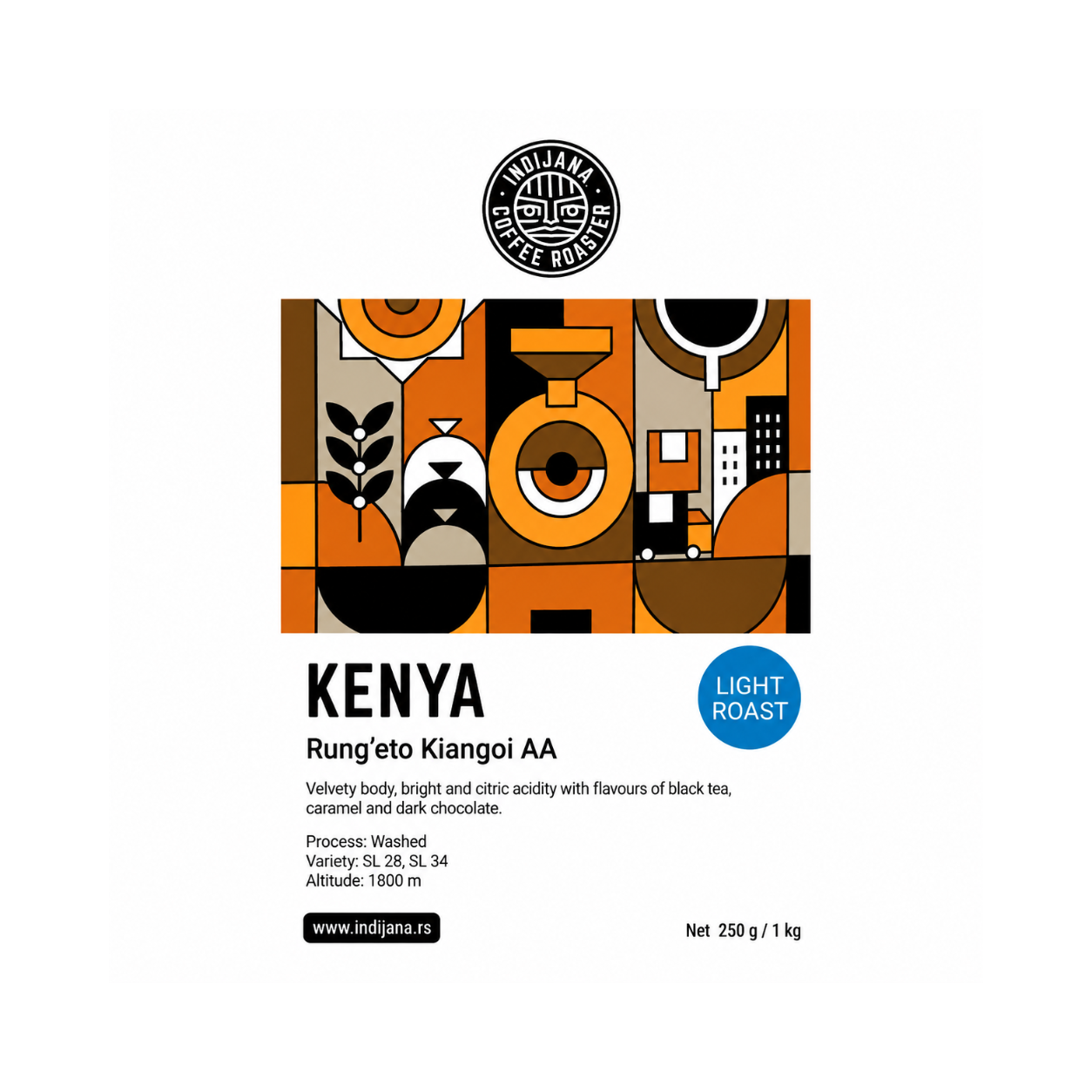 Indijana Coffee | Kenya Rung’eto Kiangoi AA – Light Roast specialty kafa
